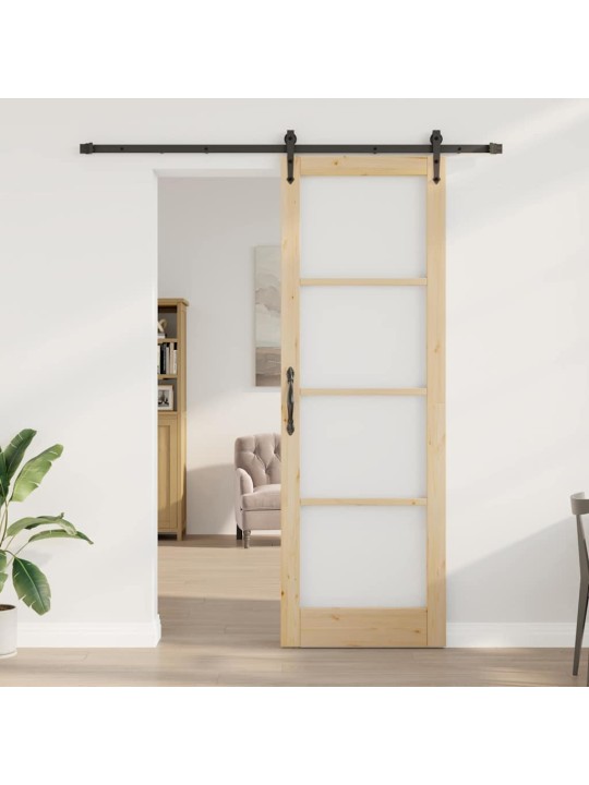 Slīdošas durvis manuāls brūna 78 x 232 cm koks un metāls