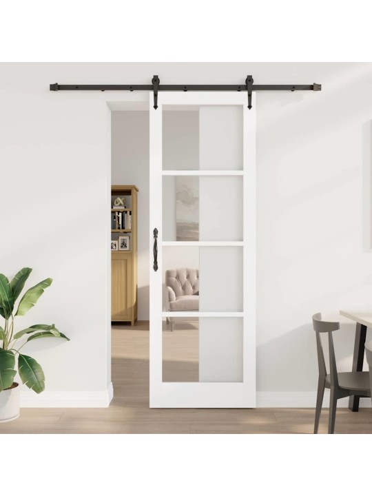 Slīdošas durvis manuāls balts 78 x 232 cm koks un metāls