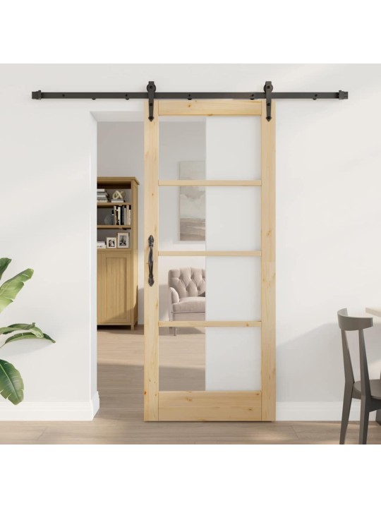 Slīdošas durvis manuāls brūna 83 x 202 cm koks un metāls