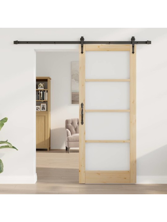 Slīdošas durvis manuāls brūna 83 x 202 cm koks un metāls