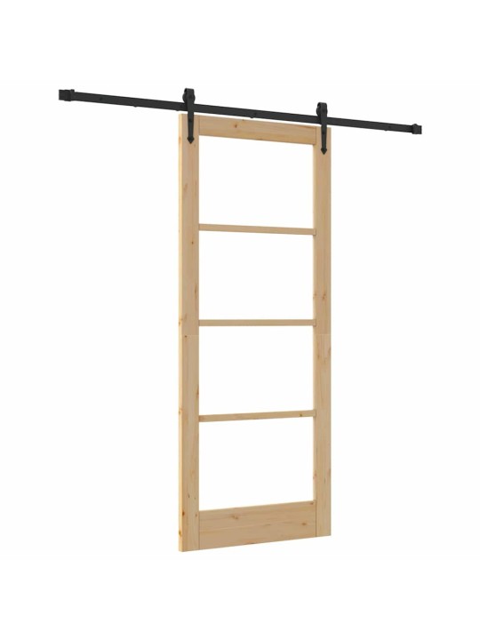 Slīdošas durvis manuāls brūna 83 x 202 cm koks un metāls