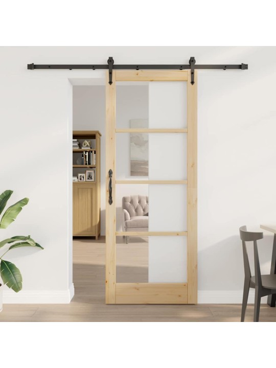 Slīdošas durvis manuāls brūna 83 x 211 cm koks un metāls