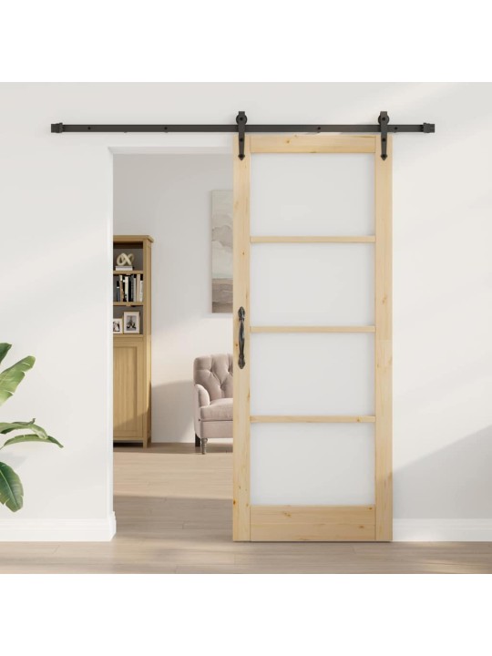 Slīdošas durvis manuāls brūna 83 x 211 cm koks un metāls