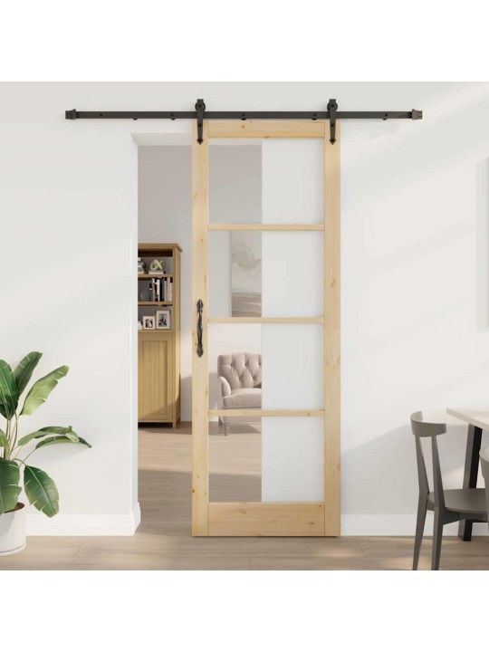 Slīdošas durvis manuāls brūna 83 x 232 cm koks un metāls