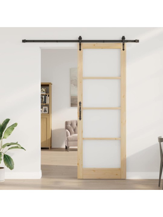Slīdošas durvis manuāls brūna 83 x 232 cm koks un metāls