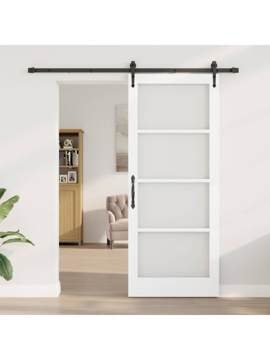 Slīdošas durvis manuāls balts 86 x 211 cm koks un metāls