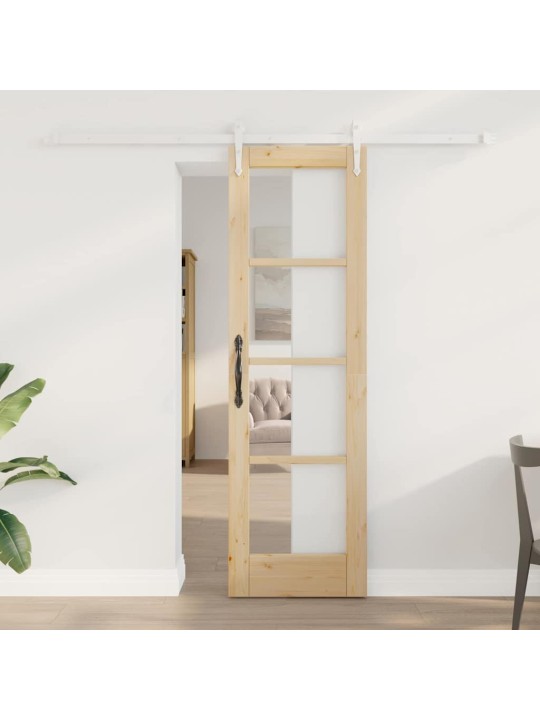 Slīdošas durvis manuāls brūna 61 x 198.5 cm koks un metāls