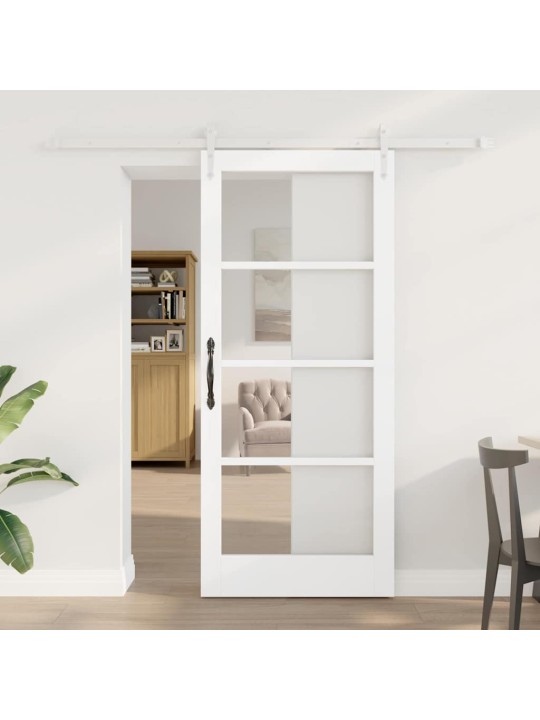 Slīdošas durvis manuāls balts 78 x 202 cm koks un metāls