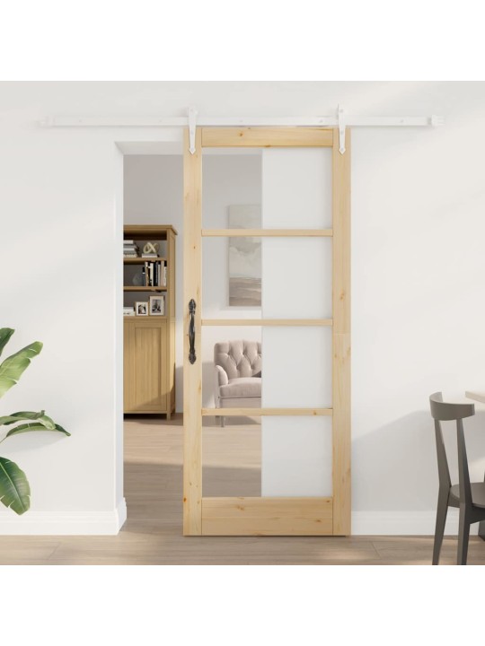 Slīdošas durvis manuāls brūna 83 x 202 cm koks un metāls