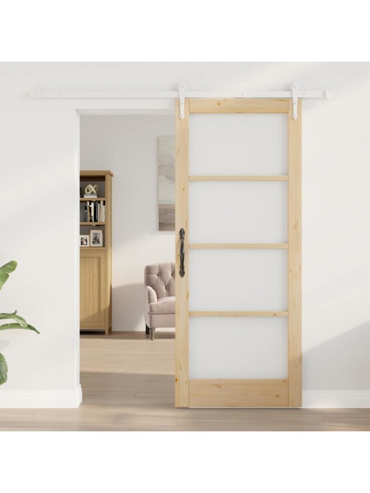 Slīdošas durvis manuāls brūna 83 x 202 cm koks un metāls