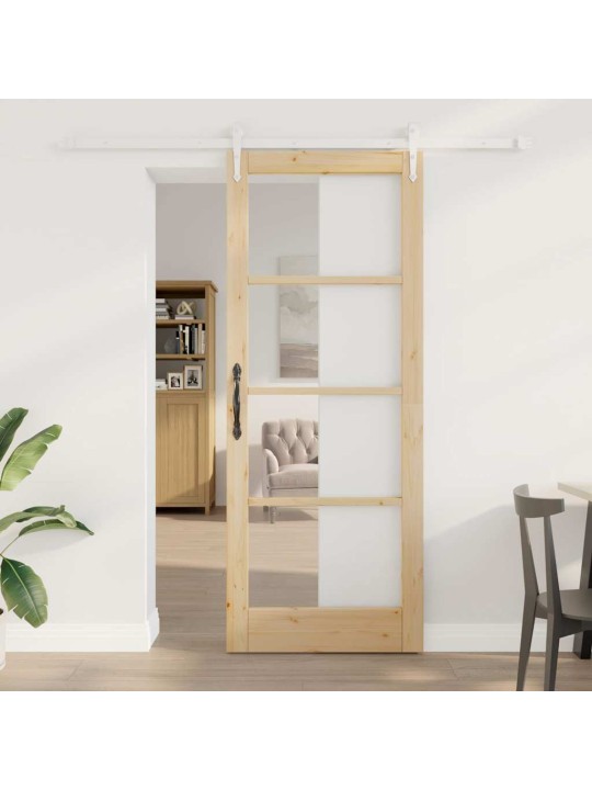 Slīdošas durvis manuāls brūna 83 x 211 cm koks un metāls