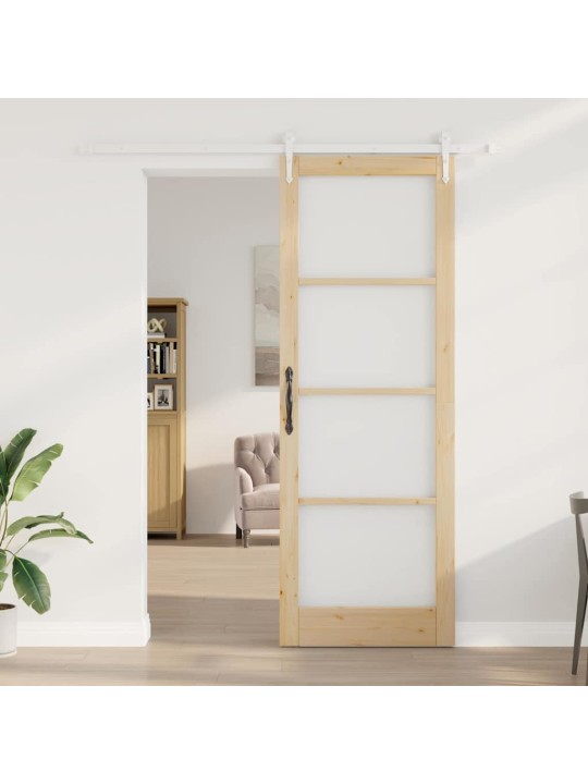 Slīdošas durvis manuāls brūna 83 x 232 cm koks un metāls