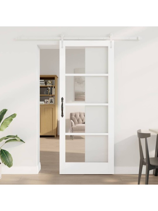 Slīdošas durvis manuāls balts 86 x 211 cm koks un metāls
