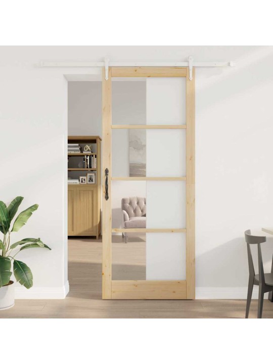 Slīdošas durvis manuāls brūna 93 x 232 cm koks un metāls