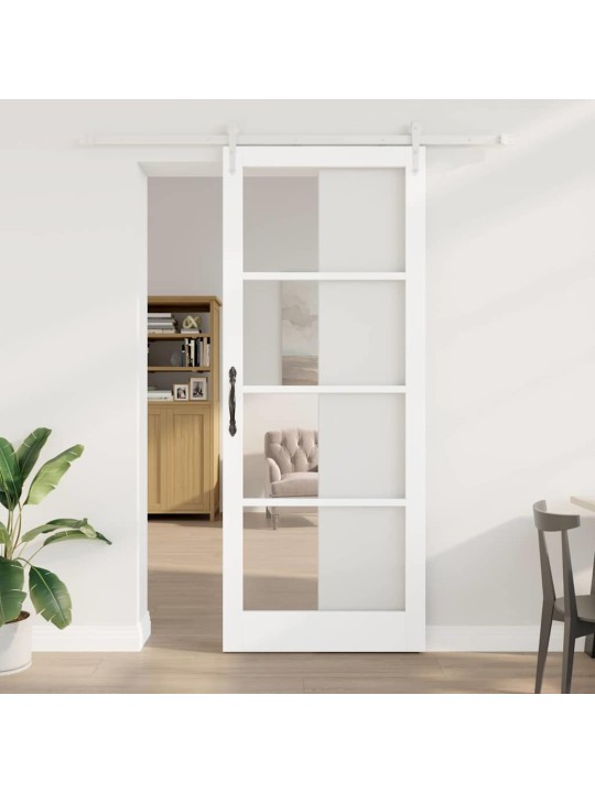 Slīdošas durvis manuāls balts 93 x 232 cm koks un metāls