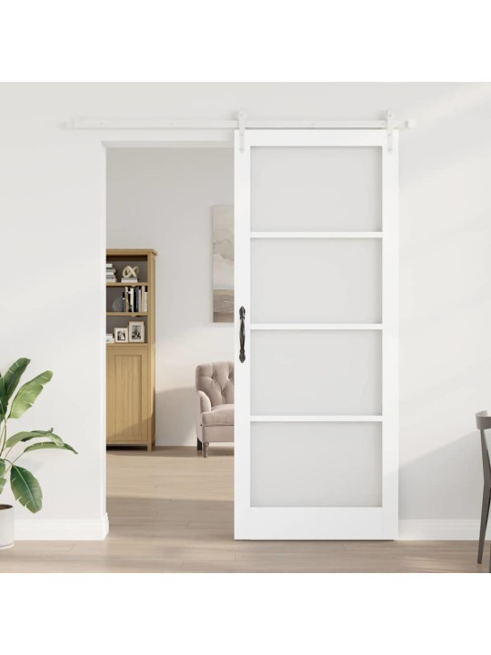 Slīdošas durvis manuāls balts 93 x 232 cm koks un metāls