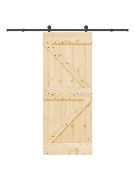Bīdāmās durvis ar stiprinājumiem, 85x210 cm, priedes masīvkoks