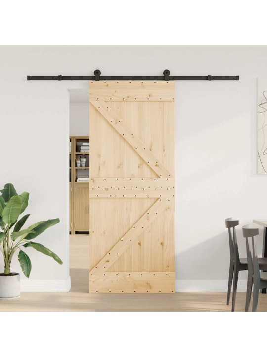 Bīdāmās durvis ar stiprinājumiem, 85x210 cm, priedes masīvkoks