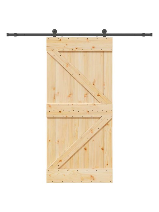 Bīdāmās durvis ar stiprinājumiem, 90x210 cm, priedes masīvkoks
