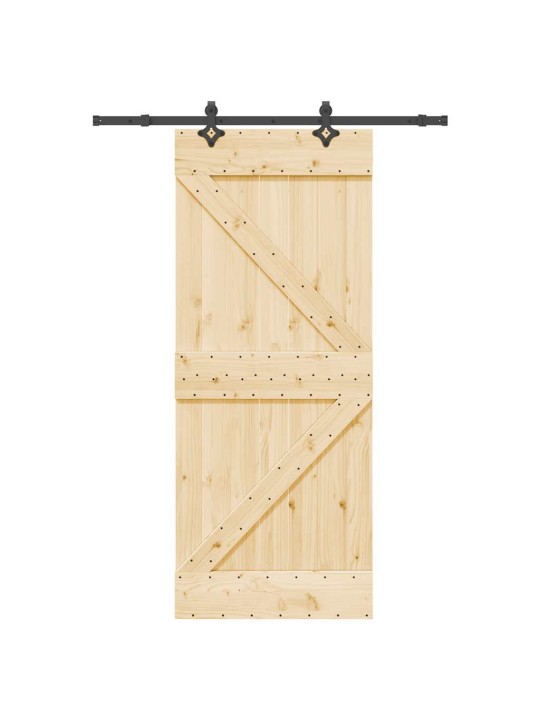 Bīdāmās durvis ar stiprinājumiem, 85x210 cm, priedes masīvkoks