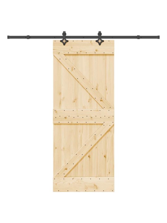 Bīdāmās durvis ar stiprinājumiem, 85x210 cm, priedes masīvkoks