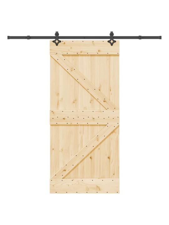 Bīdāmās durvis ar stiprinājumiem, 95x210 cm, priedes masīvkoks