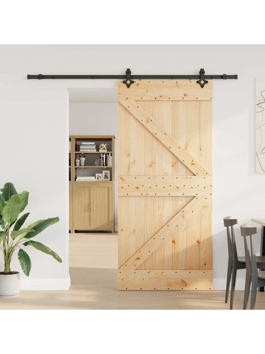 Bīdāmās durvis ar stiprinājumiem, 80x210 cm, priedes masīvkoks