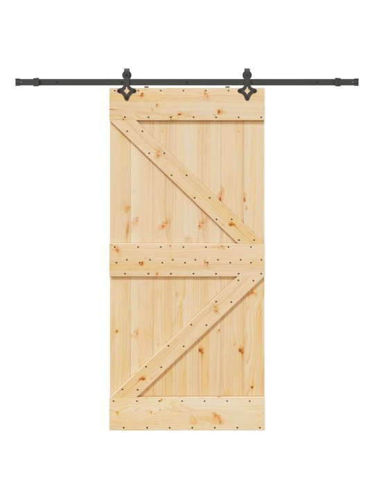 Bīdāmās durvis ar stiprinājumiem, 90x210 cm, priedes masīvkoks