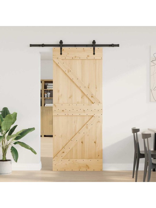Bīdāmās durvis ar stiprinājumiem, 85x210 cm, priedes masīvkoks