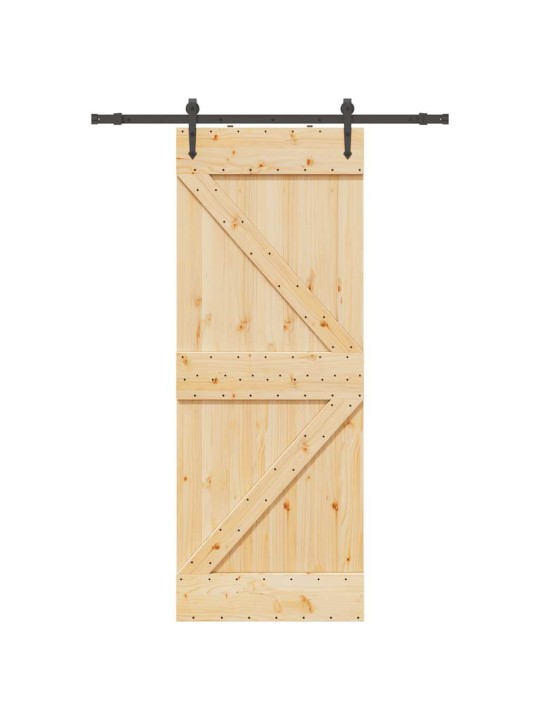 Bīdāmās durvis ar stiprinājumiem, 80x210 cm, priedes masīvkoks