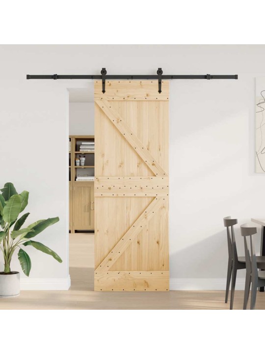 Bīdāmās durvis ar stiprinājumiem, 70x210 cm, priedes masīvkoks