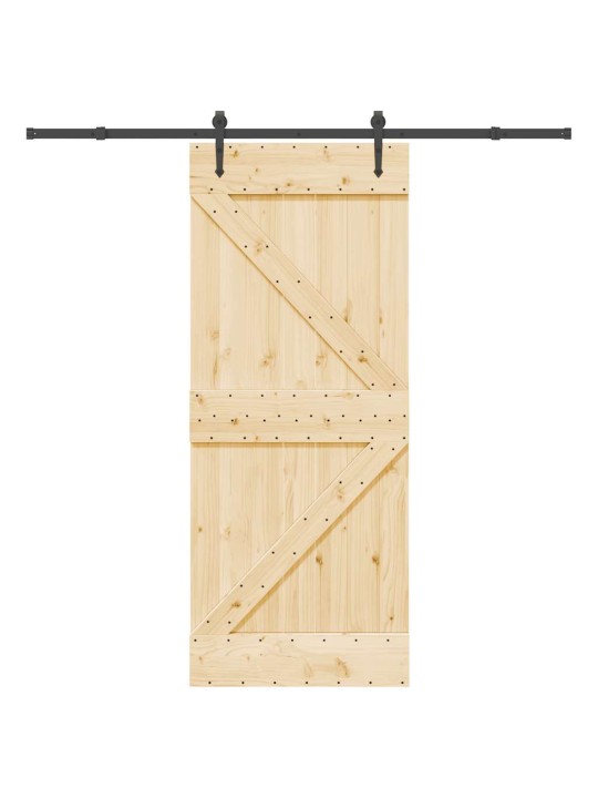 Bīdāmās durvis ar stiprinājumiem, 85x210 cm, priedes masīvkoks