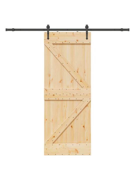 Bīdāmās durvis ar stiprinājumiem, 80x210 cm, priedes masīvkoks