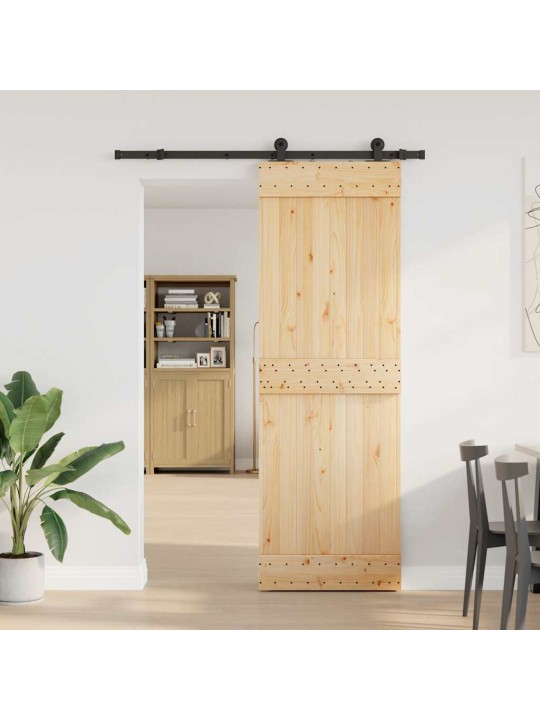 Bīdāmās durvis ar stiprinājumiem, 70x210 cm, priedes masīvkoks