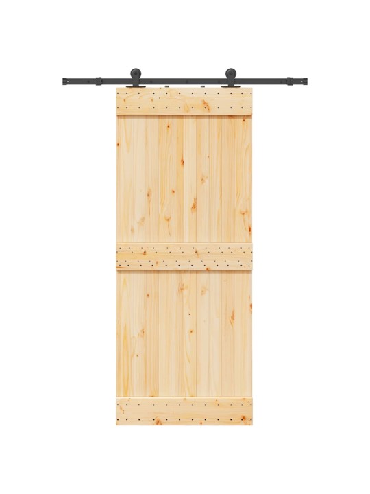 Bīdāmās durvis ar stiprinājumiem, 85x210 cm, priedes masīvkoks