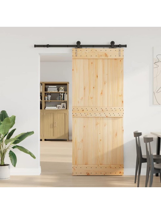 Bīdāmās durvis ar stiprinājumiem, 85x210 cm, priedes masīvkoks