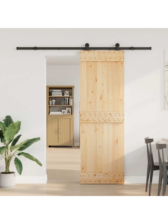 Bīdāmās durvis ar stiprinājumiem, 70x210 cm, priedes masīvkoks