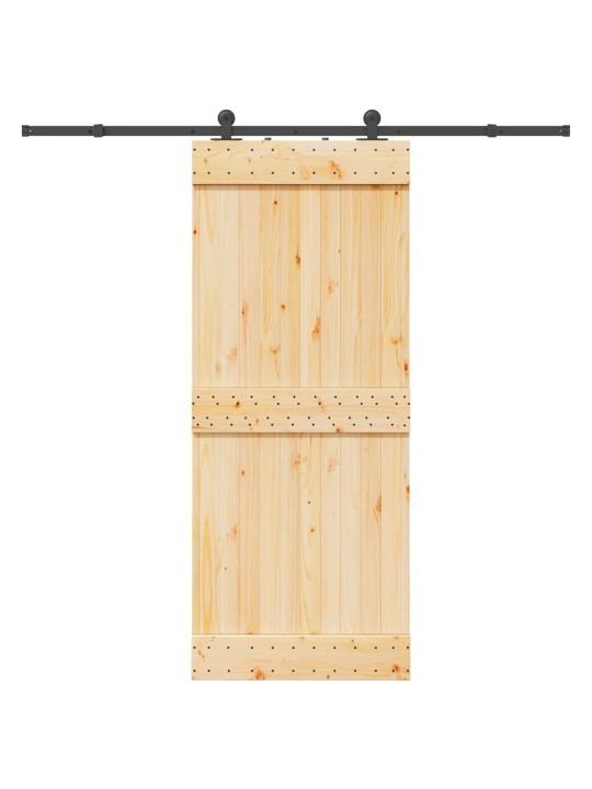 Bīdāmās durvis ar stiprinājumiem, 85x210 cm, priedes masīvkoks