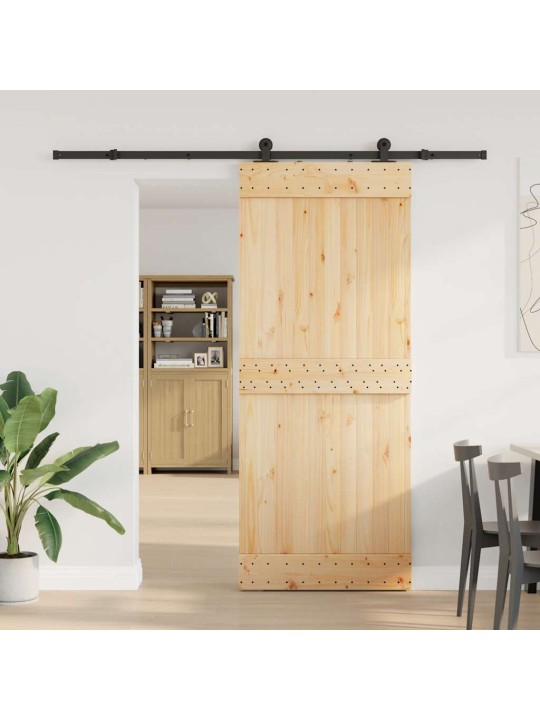 Bīdāmās durvis ar stiprinājumiem, 85x210 cm, priedes masīvkoks
