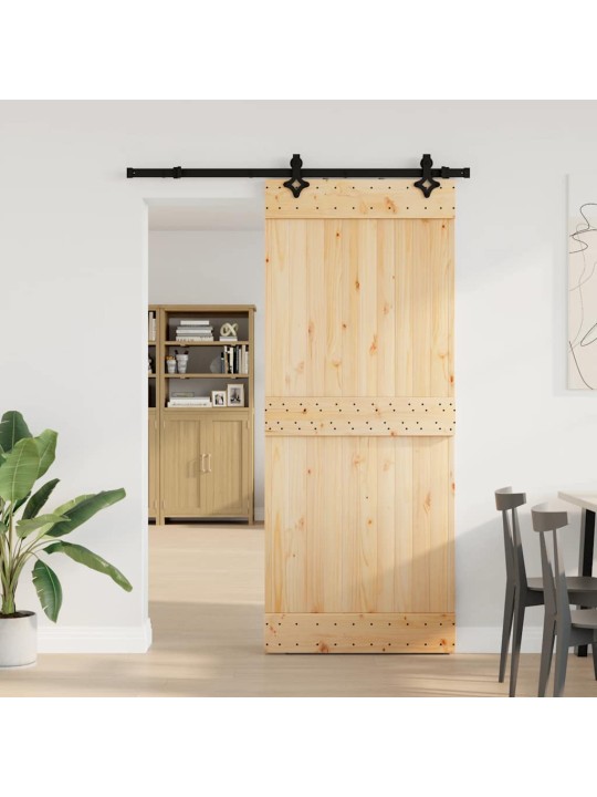 Bīdāmās durvis ar stiprinājumiem, 85x210 cm, priedes masīvkoks
