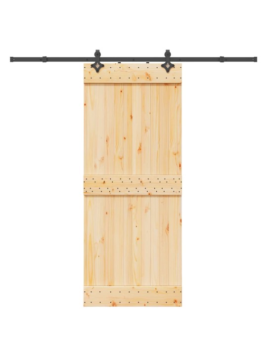 Bīdāmās durvis ar stiprinājumiem, 85x210 cm, priedes masīvkoks