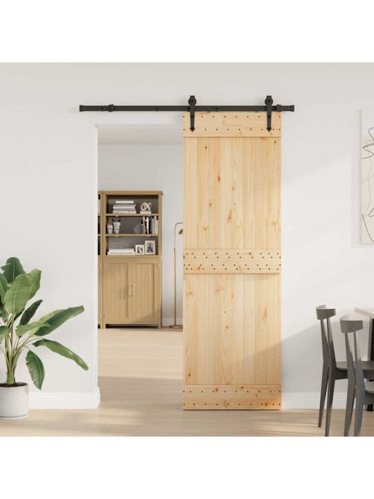Bīdāmās durvis ar stiprinājumiem, 70x210 cm, priedes masīvkoks