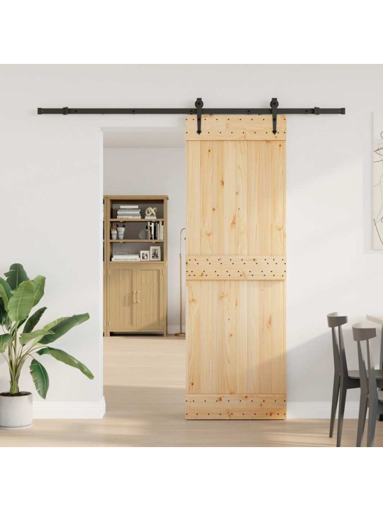 Bīdāmās durvis ar stiprinājumiem, 70x210 cm, priedes masīvkoks