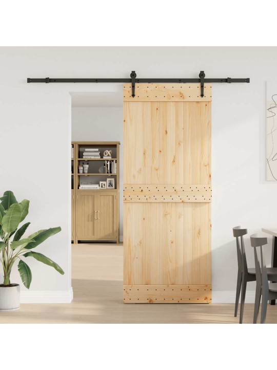 Bīdāmās durvis ar stiprinājumiem, 85x210 cm, priedes masīvkoks