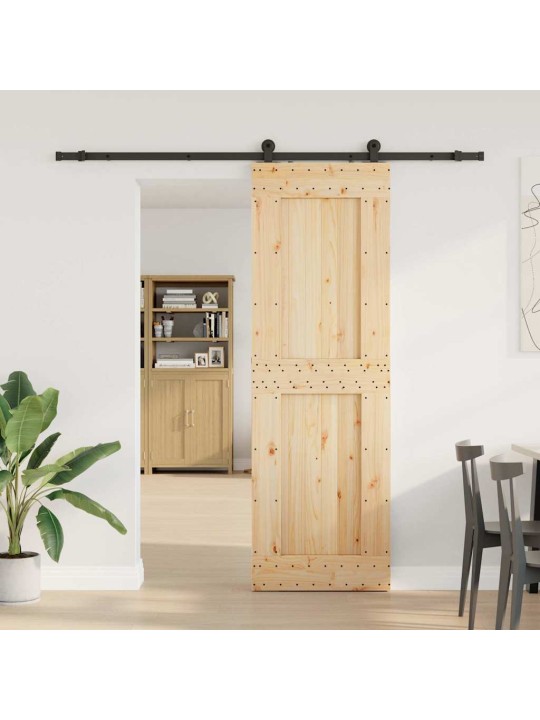 Bīdāmās durvis ar stiprinājumiem, 70x210 cm, priedes masīvkoks
