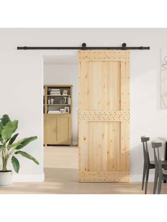 Bīdāmās durvis ar stiprinājumiem, 90x210 cm, priedes masīvkoks
