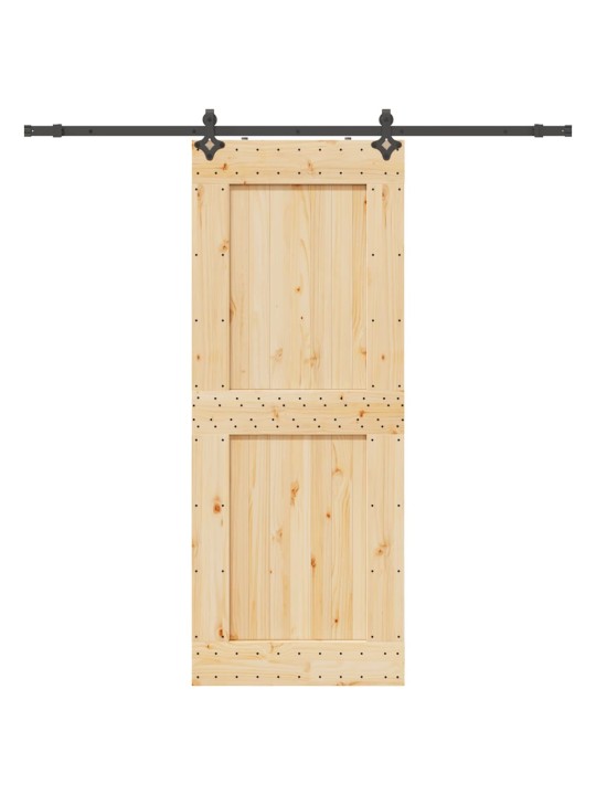 Bīdāmās durvis ar stiprinājumiem, 90x210 cm, priedes masīvkoks