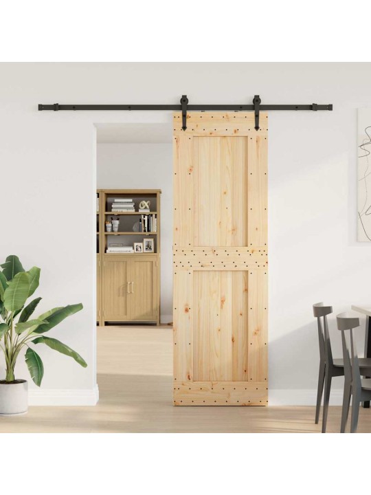 Bīdāmās durvis ar stiprinājumiem, 70x210 cm, priedes masīvkoks