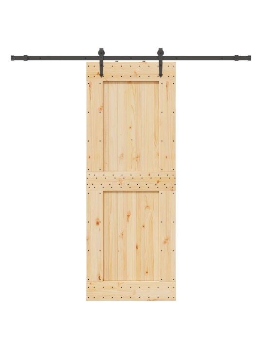 Bīdāmās durvis ar stiprinājumiem, 85x210 cm, priedes masīvkoks