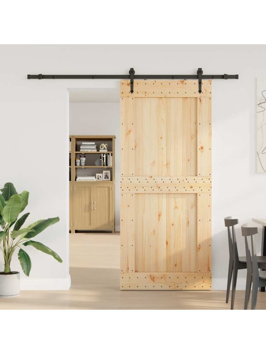 Bīdāmās durvis ar stiprinājumiem, 100x210 cm, priedes masīvkoks